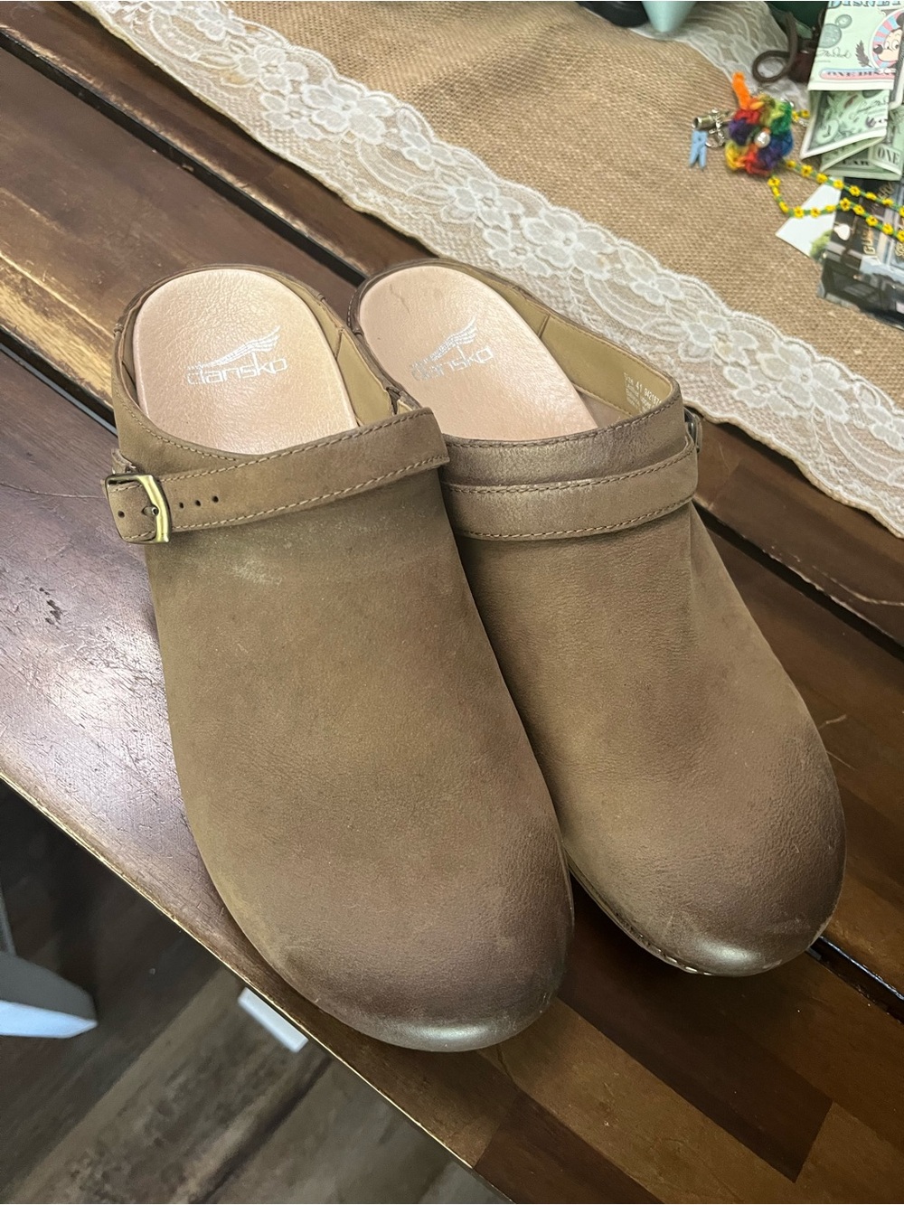 Dansko Brown Suede Slip-On Mule with Buckle